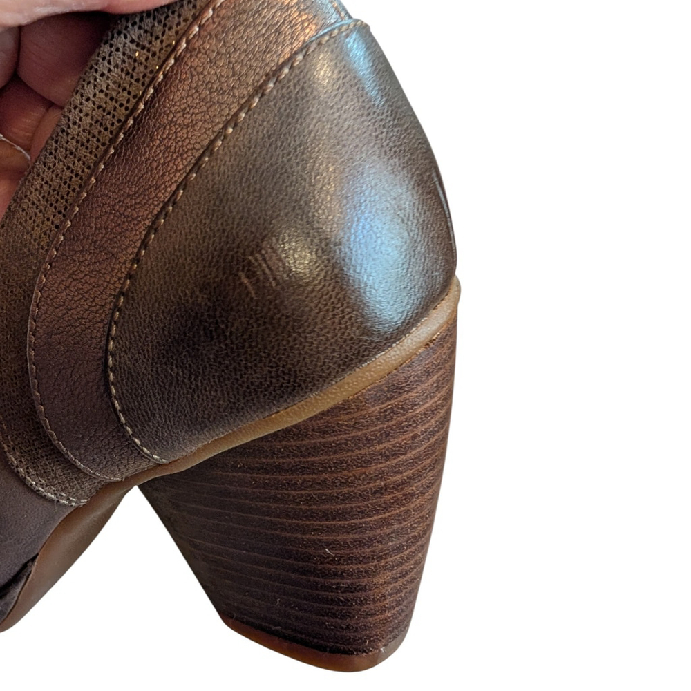 Dansko Womens 6.5-7 (EU 37) Marcia Brown Leather Ankle Booties Block Heels - Picture 6 of 10